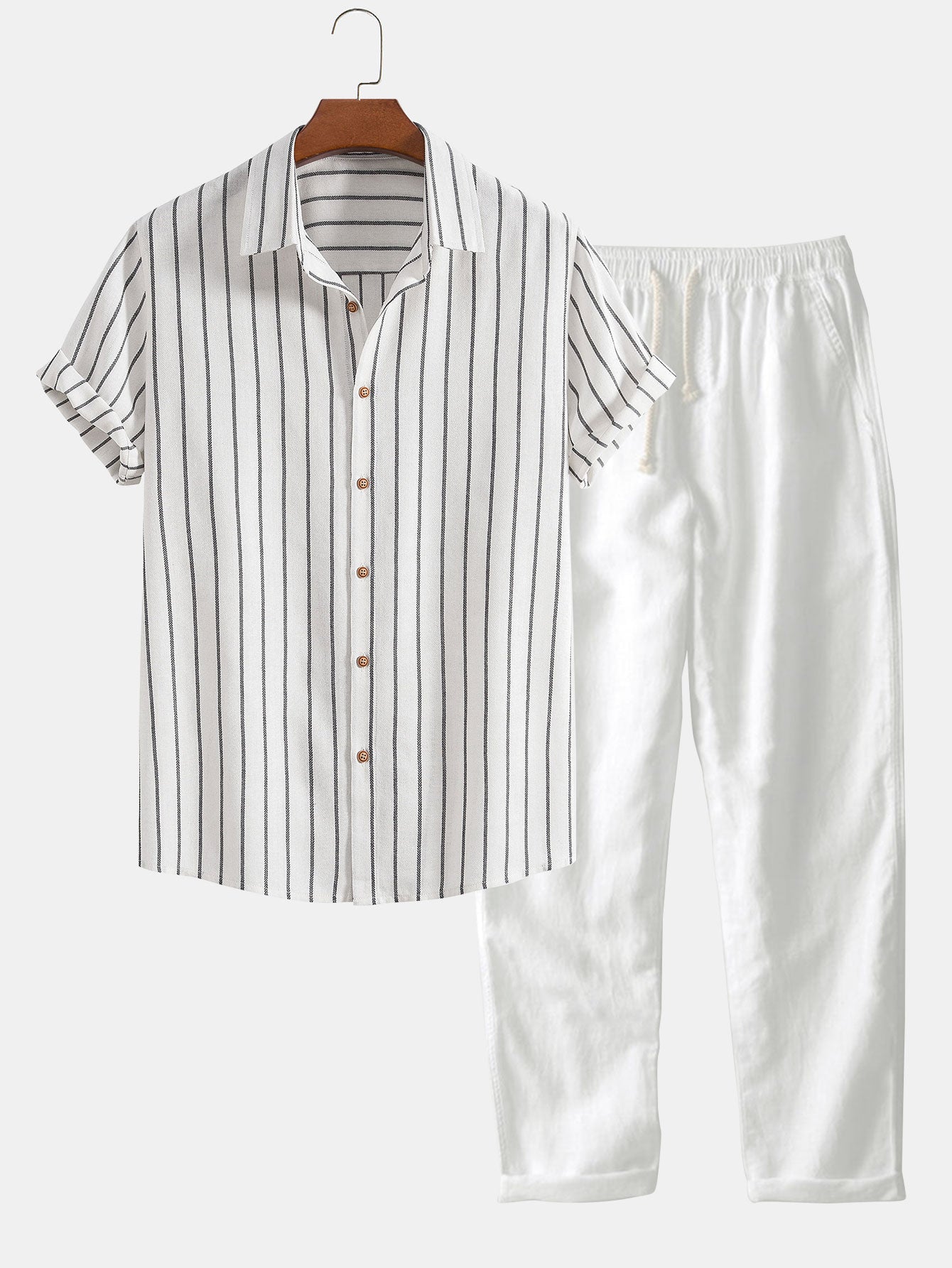 Loris – Chemise Rayée & Pantalon Lin
