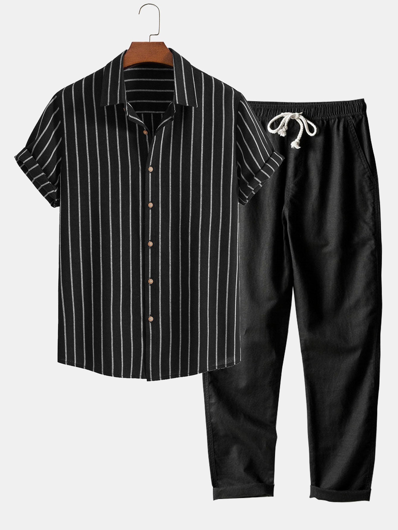 Loris – Chemise Rayée & Pantalon Lin