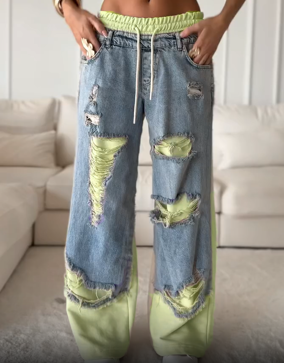 LOLA - Pantalon Patché Audacieux