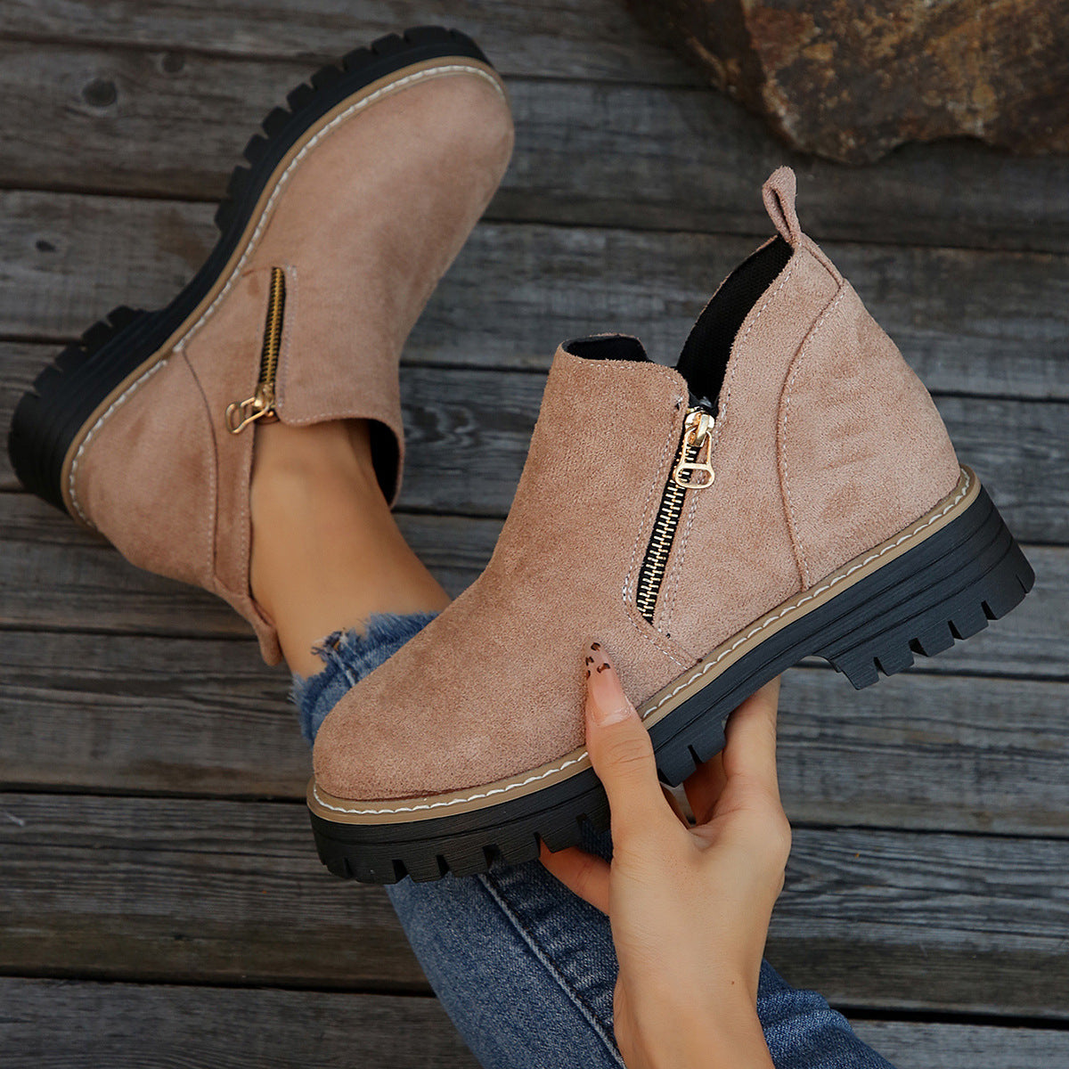 TIARA - Chaussures femme à bout rond zippées